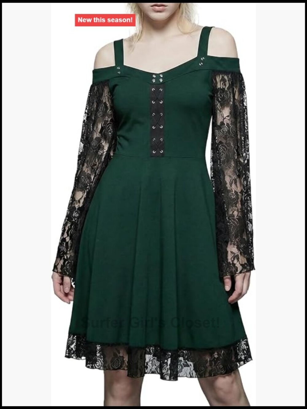 Gothic Steampunk Swing Dress Women Plus Size Lace Half Sleeve